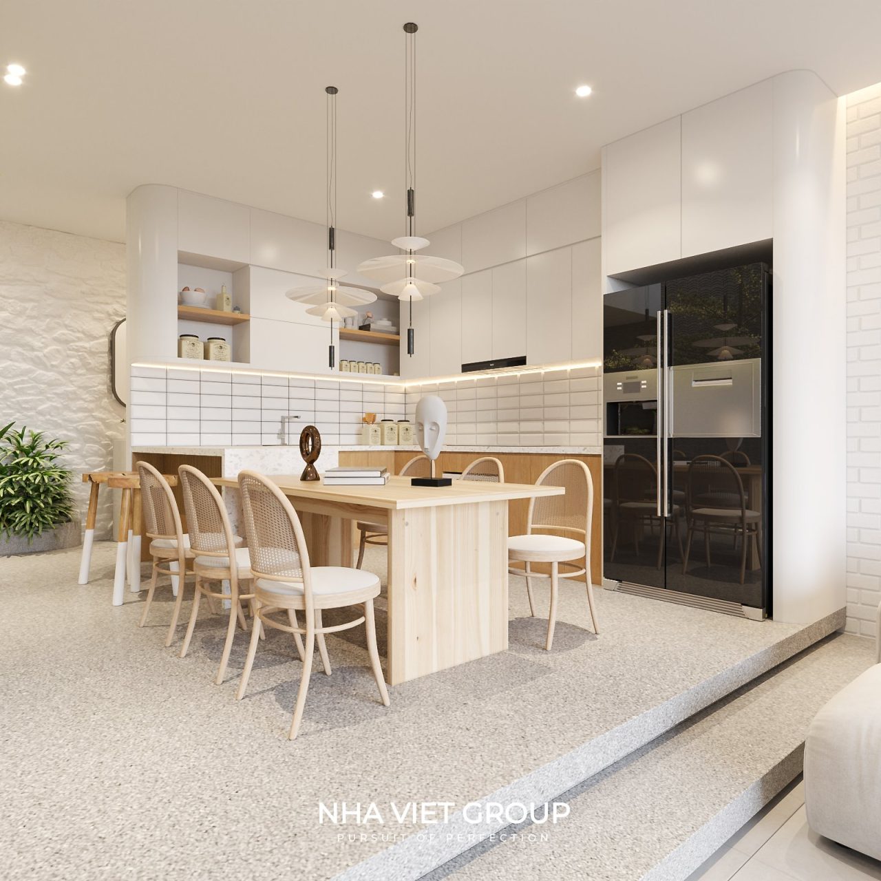 Thiết kế nhà bếp với tông màu sáng đầy ấn tượng